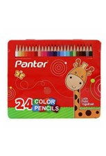 تصویر  مداد رنگي 24 رنگ جعبه فلزي پنتر