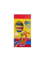 تصویر  مداد شمعي 6 رنگ مقوايي آريا